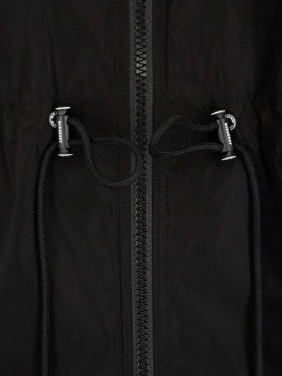 Shop Burberry Logo Tape Hooded Jacket In Black