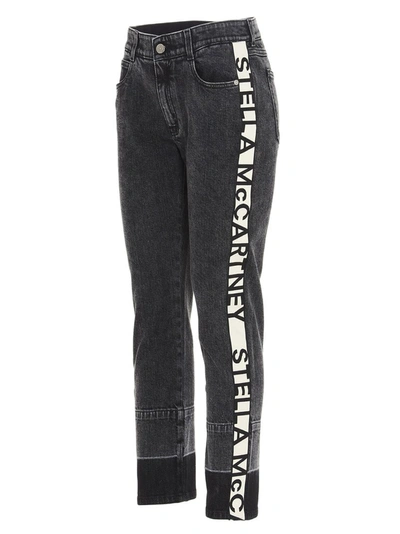 Shop Stella Mccartney Logo Tape Cropped Jeans In Grey