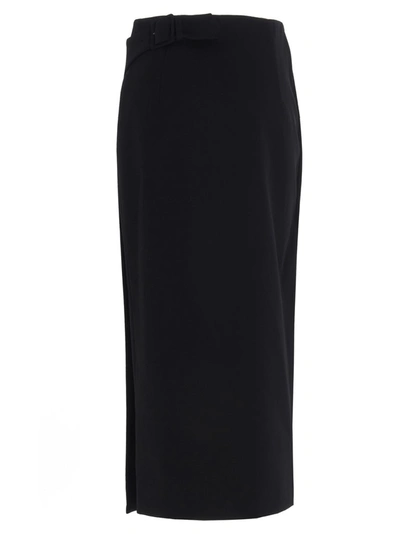 Shop Balenciaga Belted Pencil Skirt In Black