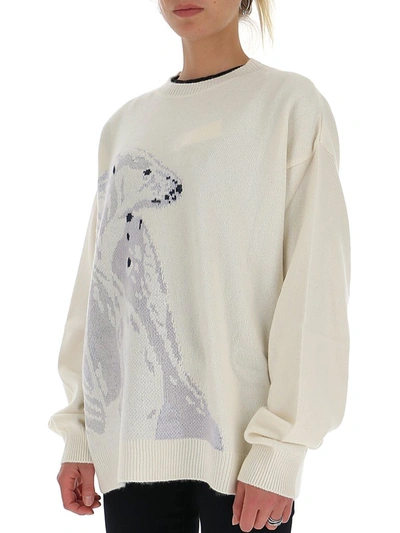 Shop Alanui Polar Bear Sweater In White