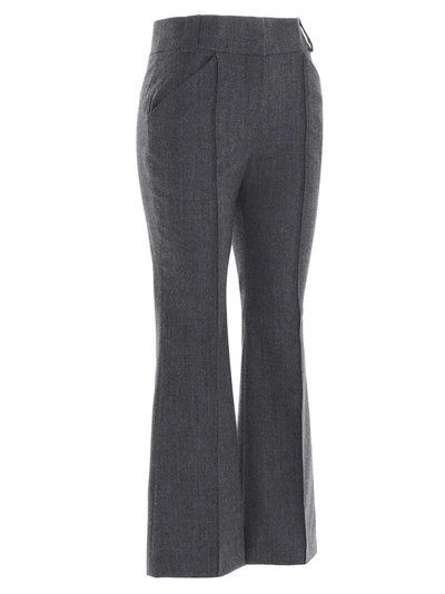 Shop Fendi Flared Cropped Pants In Grey