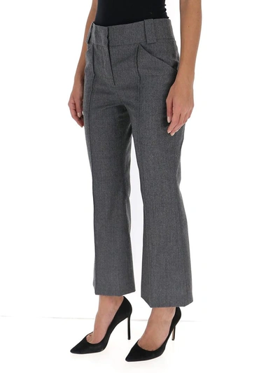 Shop Fendi Flared Cropped Pants In Grey