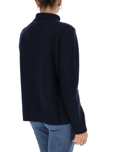 Shop Max Mara 's  Turtleneck Knitted Jumper In Blue