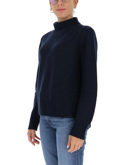 Shop Max Mara 's  Turtleneck Knitted Jumper In Blue