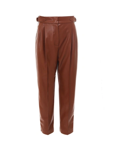 Shop Sportmax Code Faux Leather Pants In Brown