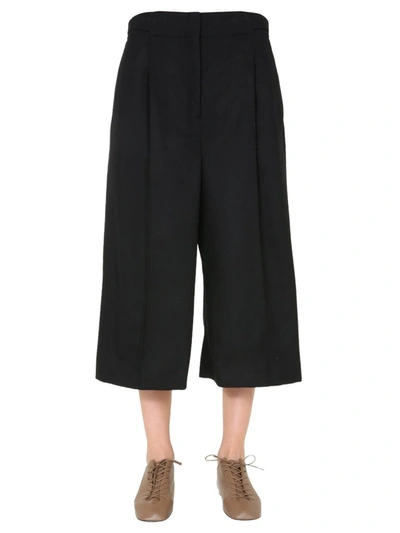 Shop Lemaire Pleated Cropped Pants In Black