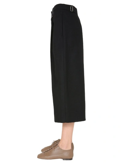 Shop Lemaire Pleated Cropped Pants In Black