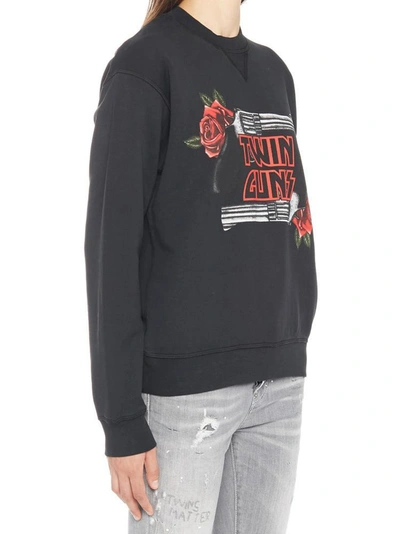 Shop Dsquared2 Twin Guns Rose Print Sweatshirt In Black