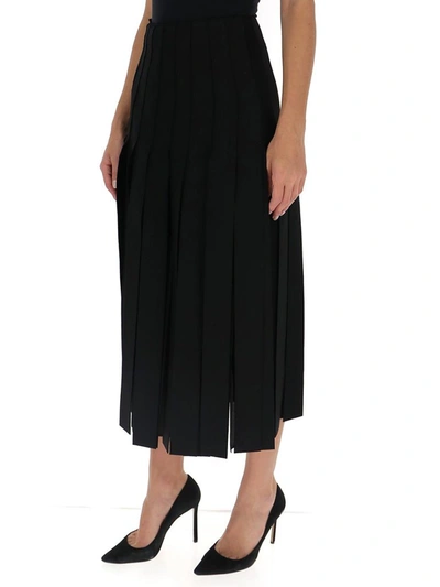 Shop Prada Pleated Skirt In Black