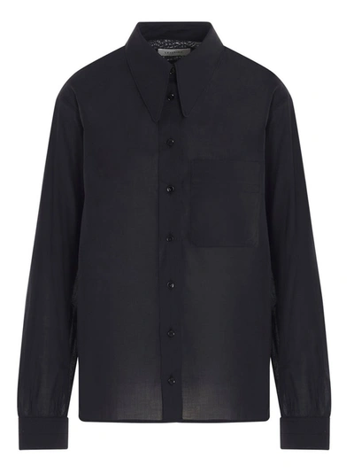 Shop Lemaire Pointed Collar Shirt In Black