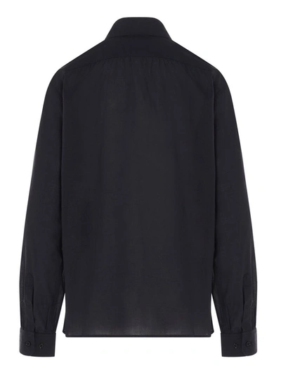Shop Lemaire Pointed Collar Shirt In Black