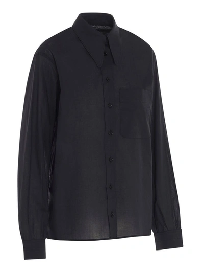 Shop Lemaire Pointed Collar Shirt In Black