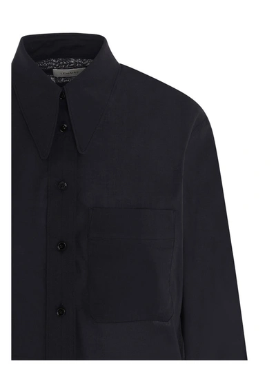Shop Lemaire Pointed Collar Shirt In Black