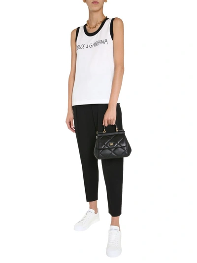 Shop Dolce & Gabbana Logo Tank Top In White