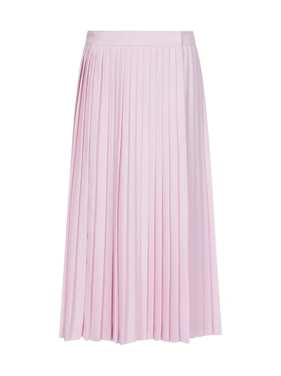 Shop Prada Pleated Midi Skirt In Pink