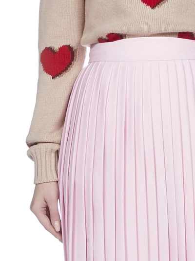 Shop Prada Pleated Midi Skirt In Pink