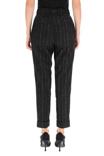 Shop Dolce & Gabbana Pinstripe Trousers In Black
