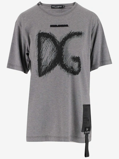 Shop Dolce & Gabbana Monogram Logo T In Grey