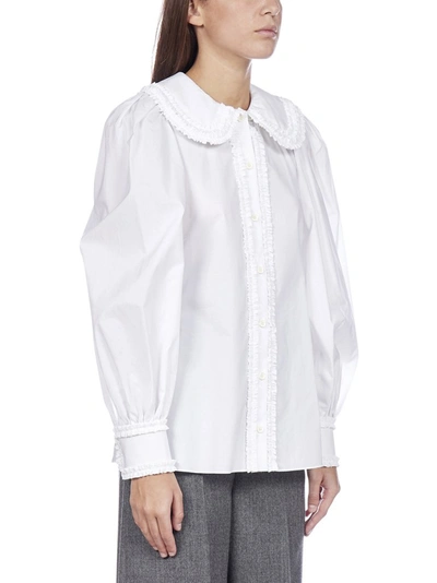 Shop Fendi Puff Sleeves Shirt In White