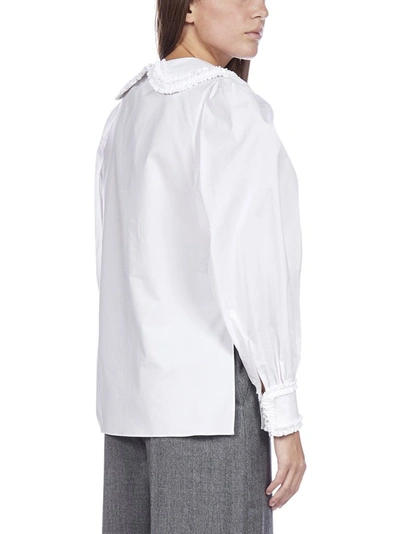 Shop Fendi Puff Sleeves Shirt In White