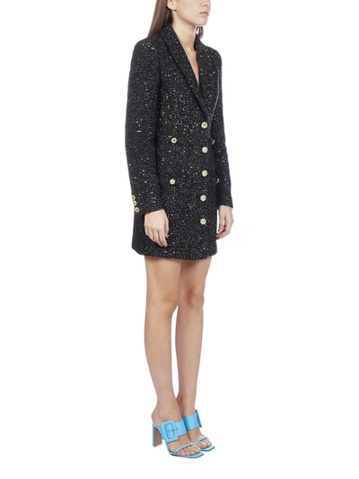 Shop Alessandra Rich Sequin Tweed Mini Dress In Black