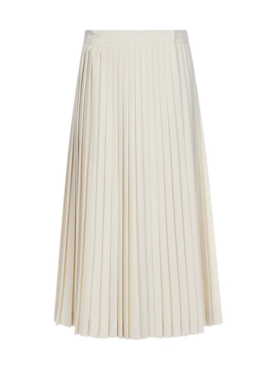 Shop Prada Pleated Midi Skirt In White