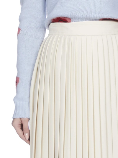 Shop Prada Pleated Midi Skirt In White