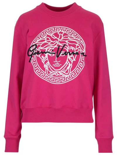 Shop Versace Gv Signature Medusa Sweatshirt In Pink