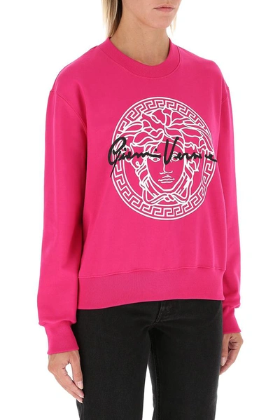 Shop Versace Gv Signature Medusa Sweatshirt In Pink