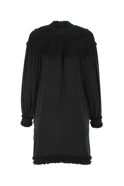 Shop Fendi Ruched Trim Mini Dress In Black