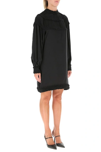 Shop Fendi Ruched Trim Mini Dress In Black