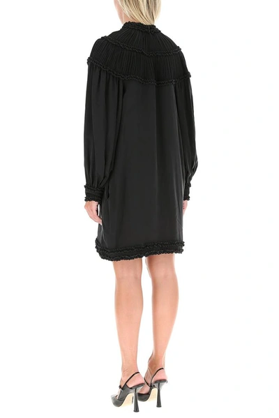 Shop Fendi Ruched Trim Mini Dress In Black