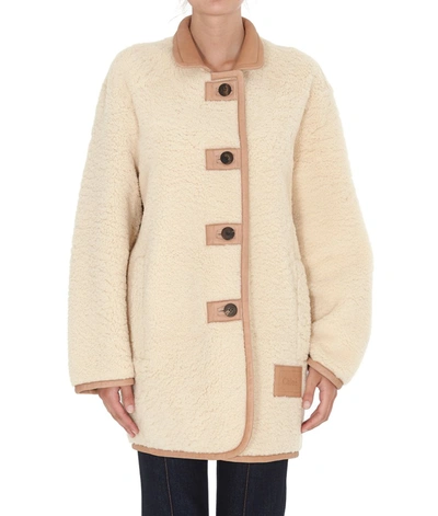 Shop Chloé Shearling Coat In Beige