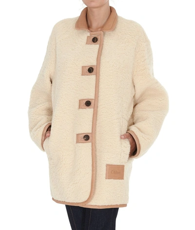 Shop Chloé Shearling Coat In Beige