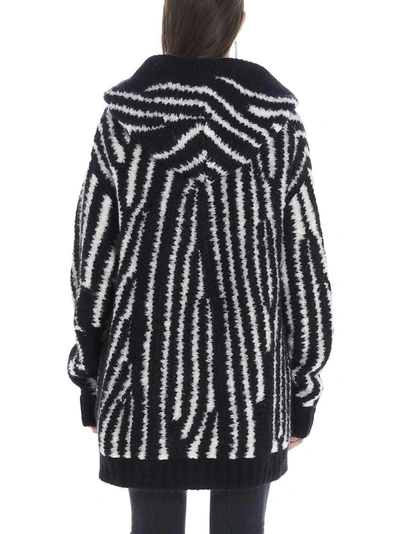 Shop Saint Laurent Hooded Striped Cardigan In Multi