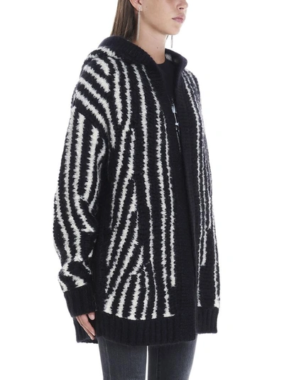 Shop Saint Laurent Hooded Striped Cardigan In Multi