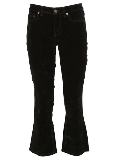Shop Saint Laurent Cropped Flared Jeans In Black