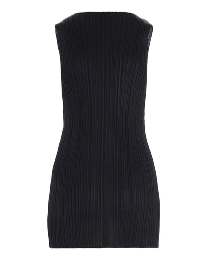 Shop Issey Miyake Pleats Please By  Pleated Crewneck Mini Dress In Black