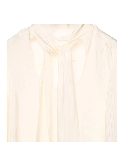 Shop Chloé Pussybow Blouse In Beige