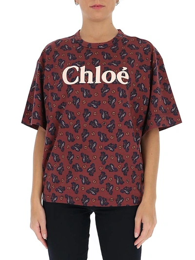 Shop Chloé Logo Print Patterned T In Multi