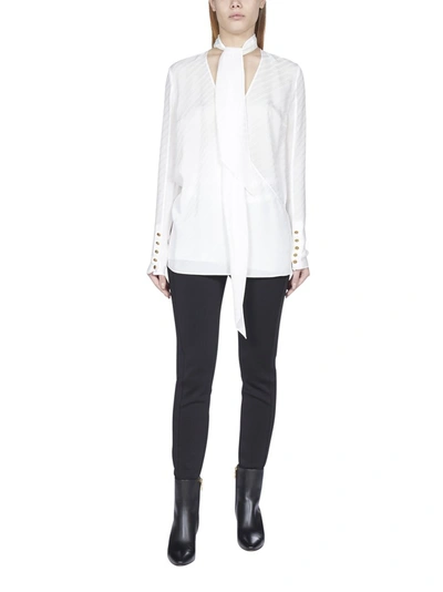 Shop Givenchy Chain Pussybow Blouse In White