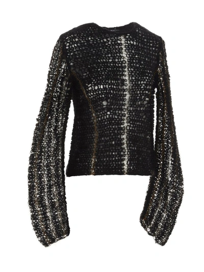 Shop Ann Demeulemeester Crewneck Knitted Sweater In Black