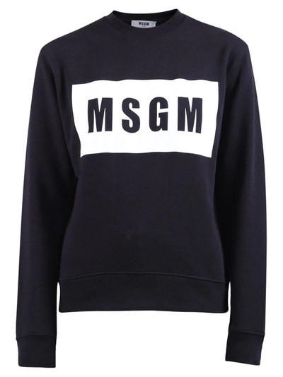Shop Msgm Box Logo Sweatshirt In Black