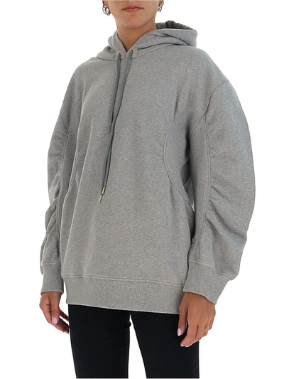 Shop Stella Mccartney Gathered Sleeve Hoodie In Grey