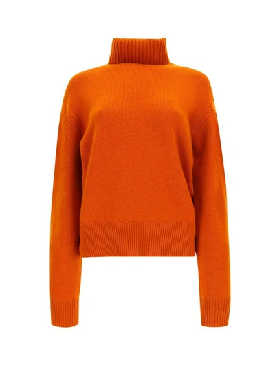 Shop Chloé Turtleneck Knitted Jumper In Orange