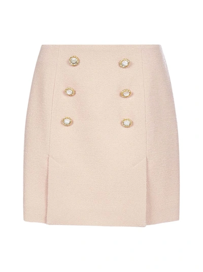 Shop Alessandra Rich Crystal Button Mini Skirt In Pink