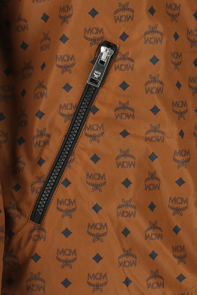 Shop Mcm Printed Zipped Jacket In Brown