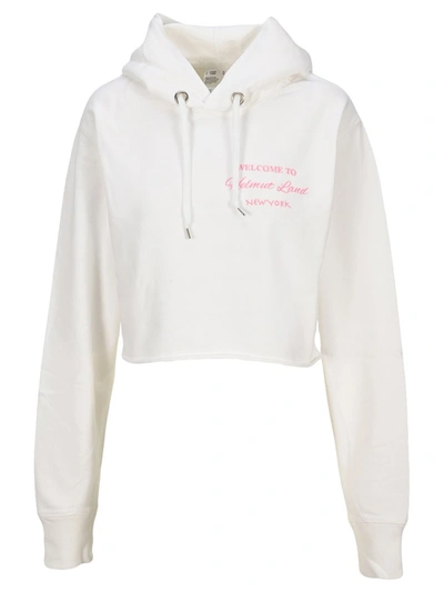 Shop Helmut Lang Logo Crop Hoodie In White