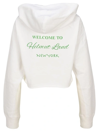 Shop Helmut Lang Logo Crop Hoodie In White