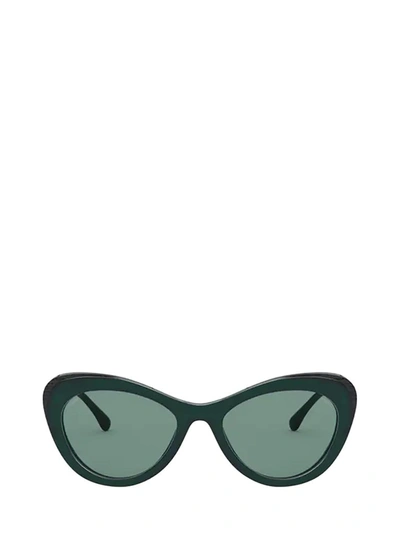 Pre-owned Chanel Cat Eye Frame Sunglasses In Green